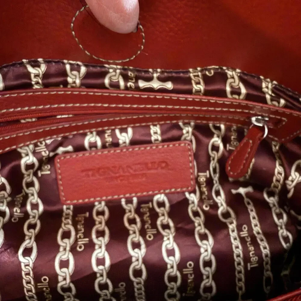 TIGNANELLO‎ Red Leather Hobo Satchel/Bag Luxury Y2K CabinCore